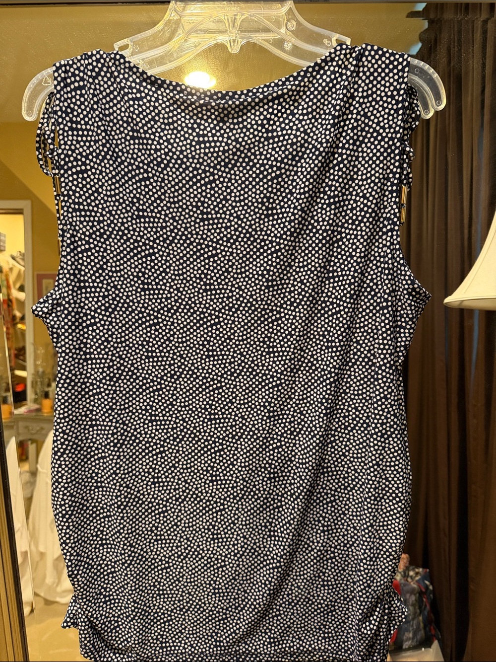 Anne Klein Navy and White Polka Dot Sleeveless V-Neck 1X - Picture 5 of 6